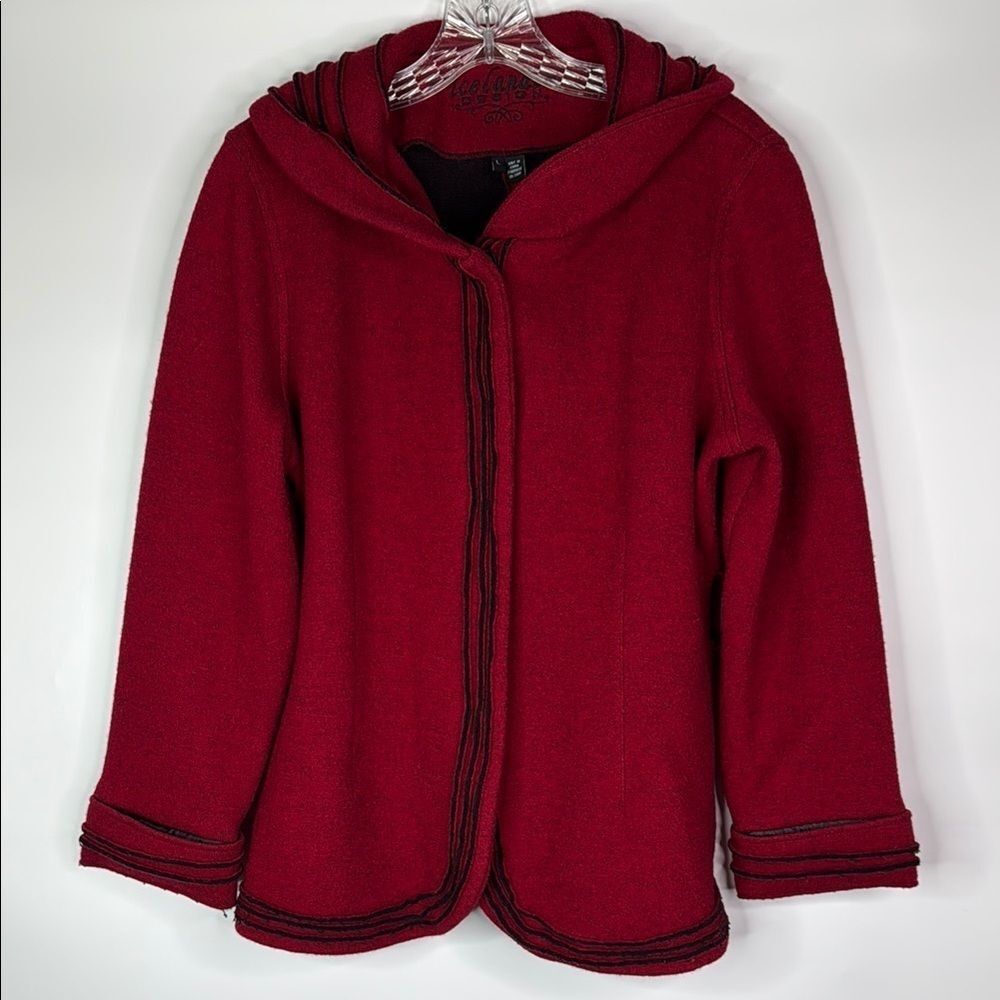 Icelandic Design Red Wool Button Cardigan Sweater Large